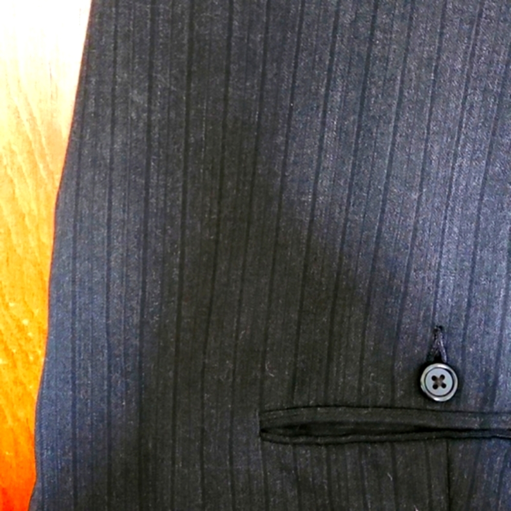 Custom-Made/Hand-Tailored Pin-Striped Grey 100% Virgin Wool Dress Slacks